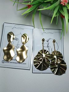 Pack Of 2 Pinteresty Golden Earrings