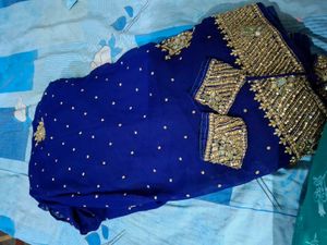 Royal Blue Embellished frock Suit