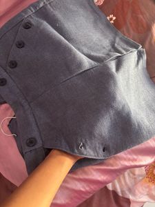 high waist  Grey Buttoned Skirt
