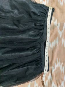 Black Satin&amp; Net Mini Skirt