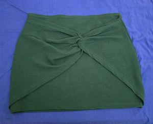 Green Knotted Mini Skirt