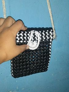 Stylish Black &amp; White Beaded Bag
