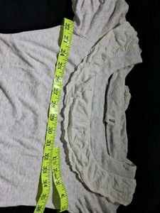 Grey Ruffle Neck T-Shirt Dress
