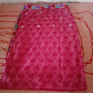 Beautiful Pink Heart Print Saree