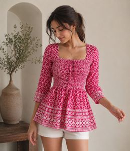 Pink Embroidered Chikankari Short Kutri