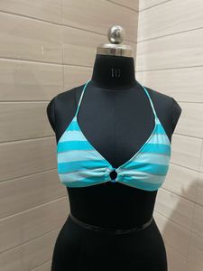 H&amp;M Blue Striped Bikini Top