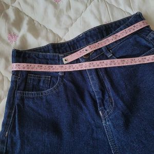 Blue Wide Leg Denim Jeans