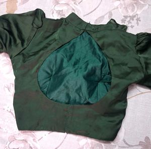 Elegant Emerald Green Silk Blouse