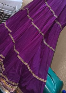 5 pieces readymade set stone work Purple Lehenga l