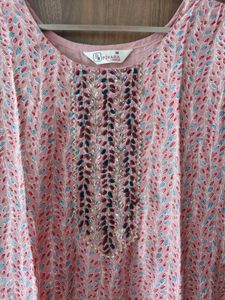 Embroidered Pink Kurta