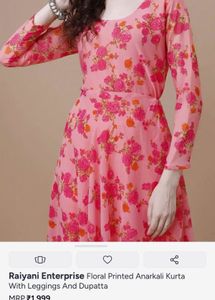 Beautiful Pink Floral Kurta with Dupatta💗