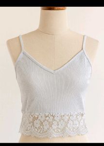 Ribbed Lace Trim Cami Top