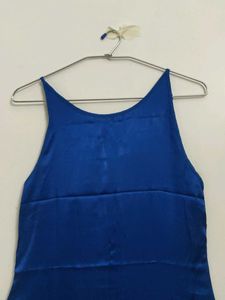 Royal Blue Satin Midi Dress