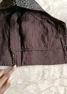 Elegant Black &amp; Gold Brocade Blouse