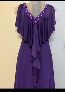 Elegant Purple Stone-studded Maxi Dress