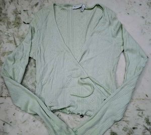 Light Green Wrap Crop Top