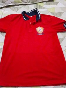 Red Polo T-Shirt with Emblem