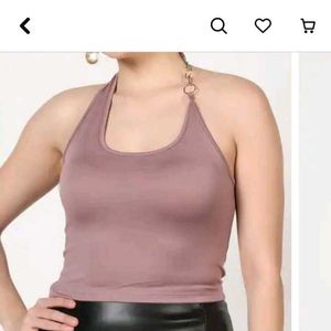 S size Mauve Halter Top with Ring Detail