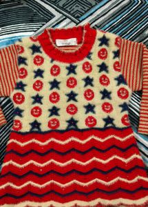 Cute Girls' Patterned Knit Sweater