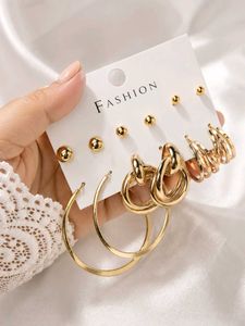 Anti-Tarnish Gold Tone 6 pair of Earring Set