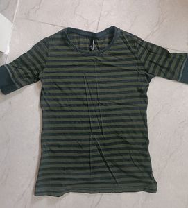 Green black stripped top