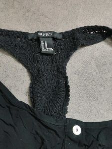 Chic Black Lace Back Romper