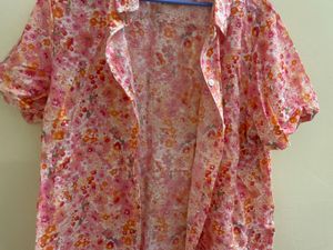 Sheer Floral Button-Up Shirt