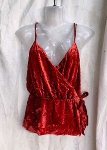 Red Velvet Wrap Top