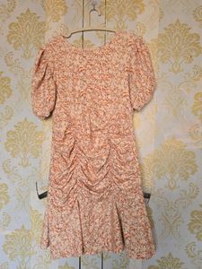 Floral Ruched Puff Sleeve Dress