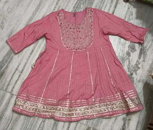 Pink Embroidered Kurti