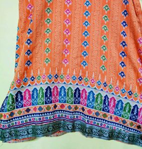 Vibrant Orange Printed Kurta