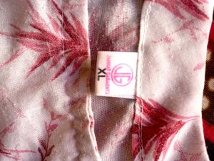 White Kurta with Pink Print