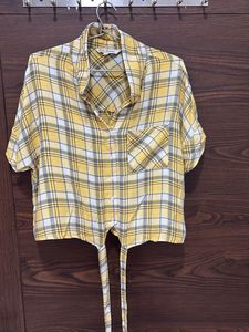 Plaid Tie-Front Top