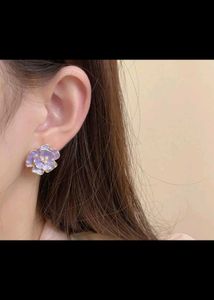 Purple Camellia statement Earrings