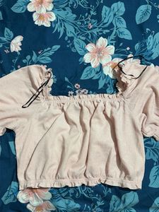 H&M Cute Pink Puff Sleeve Top