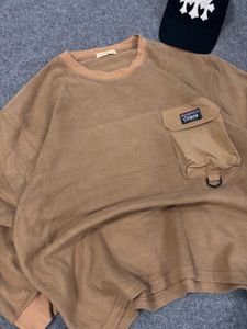 Cozy Brown Fleece Pocket Sweatshirt