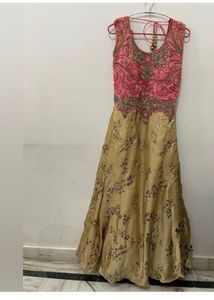 Wedding Gown With Stone Work On Blouse Part