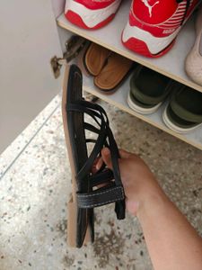 Black Strappy Flat Sandals