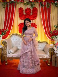 Elegant Lilac Embroidered Lehenga Set