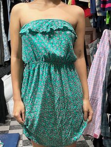 Green Strapless Mini Dress