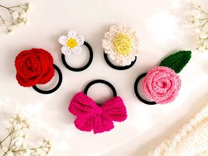 Handmade Crochet Flower Hair Ties