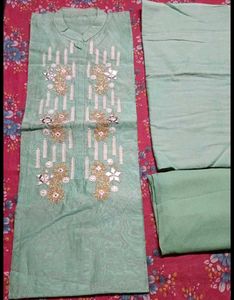 Elegant Mint Kurta meterial with Embroidery