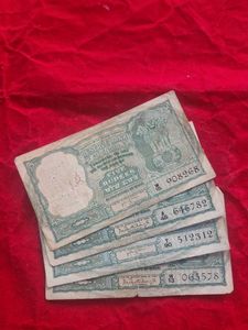 4 pcs Vintage Indian Five Rupees Banknotes