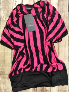 Calvin Klein Pink & Black Striped Tunic Top