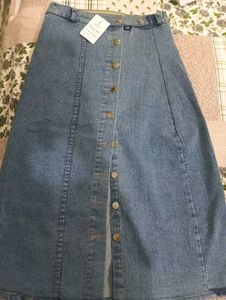 Denim Button-Front Maxi Skirt