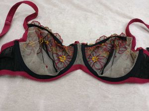 Black Floral Lace Bra 34E