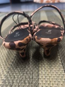 Leopard Print Kitten Heel Sandals