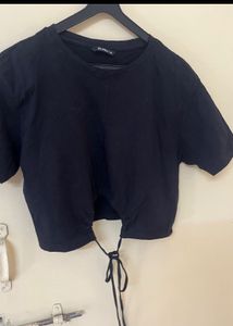 (two tops)Boho Print Tie-Front Crop Top