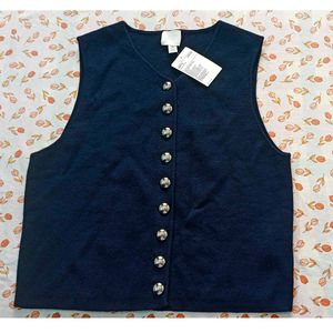 Navy Button-Down Vest