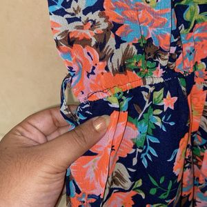Navy Floral Print Dress